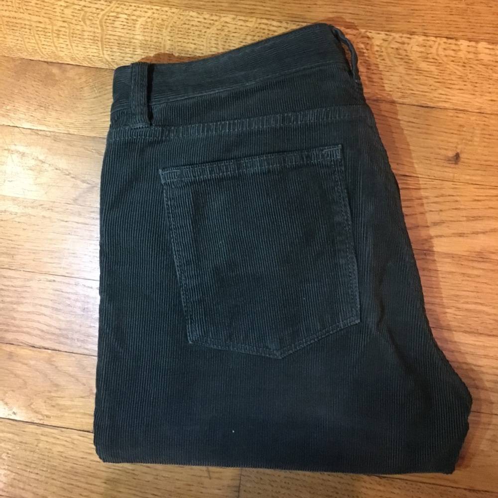 J Crew Midrise Toothpick Cords in dark green 27