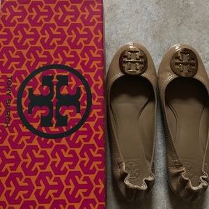 Tory Burch Reva Flats Sand Patent Leather 8