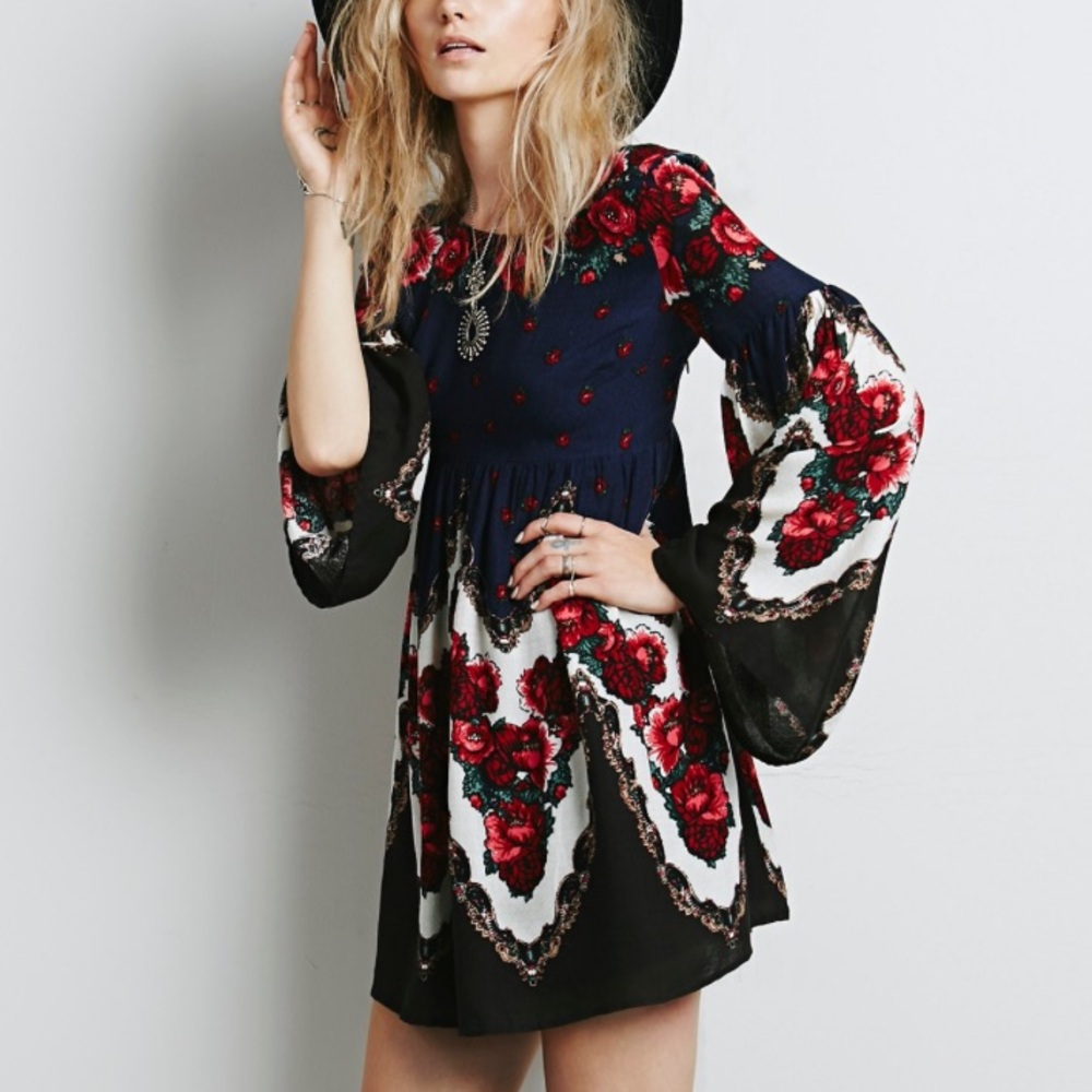 Free People Falling Tapestry Print Dress