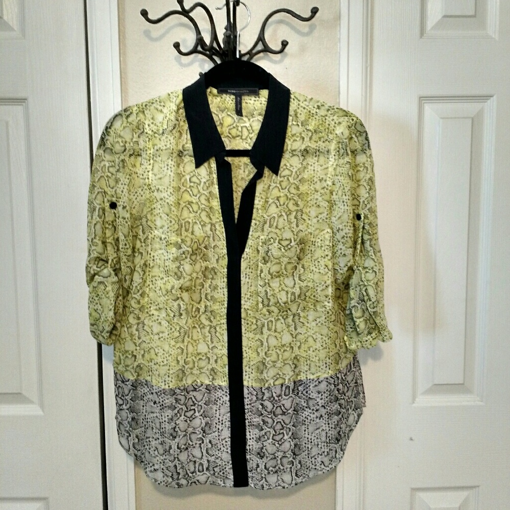 BCBG sheer animal print blouse