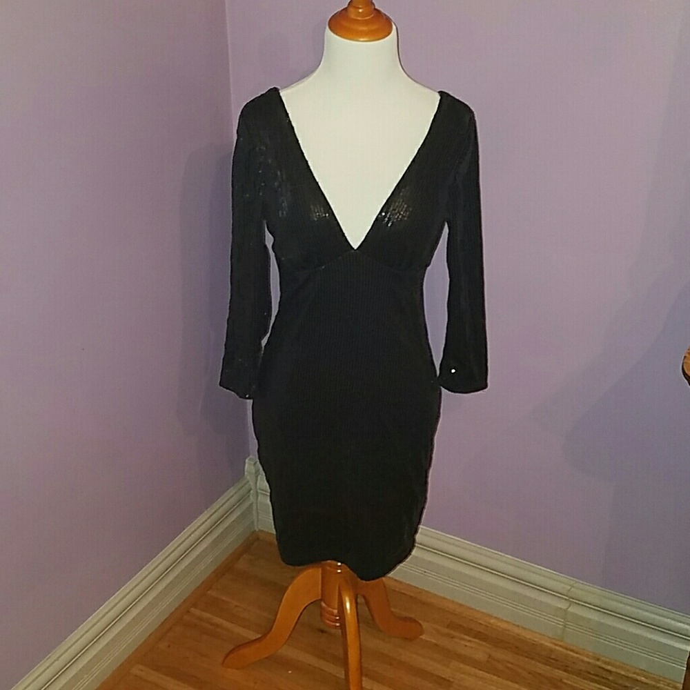 Bodycon Black Sequined Dress