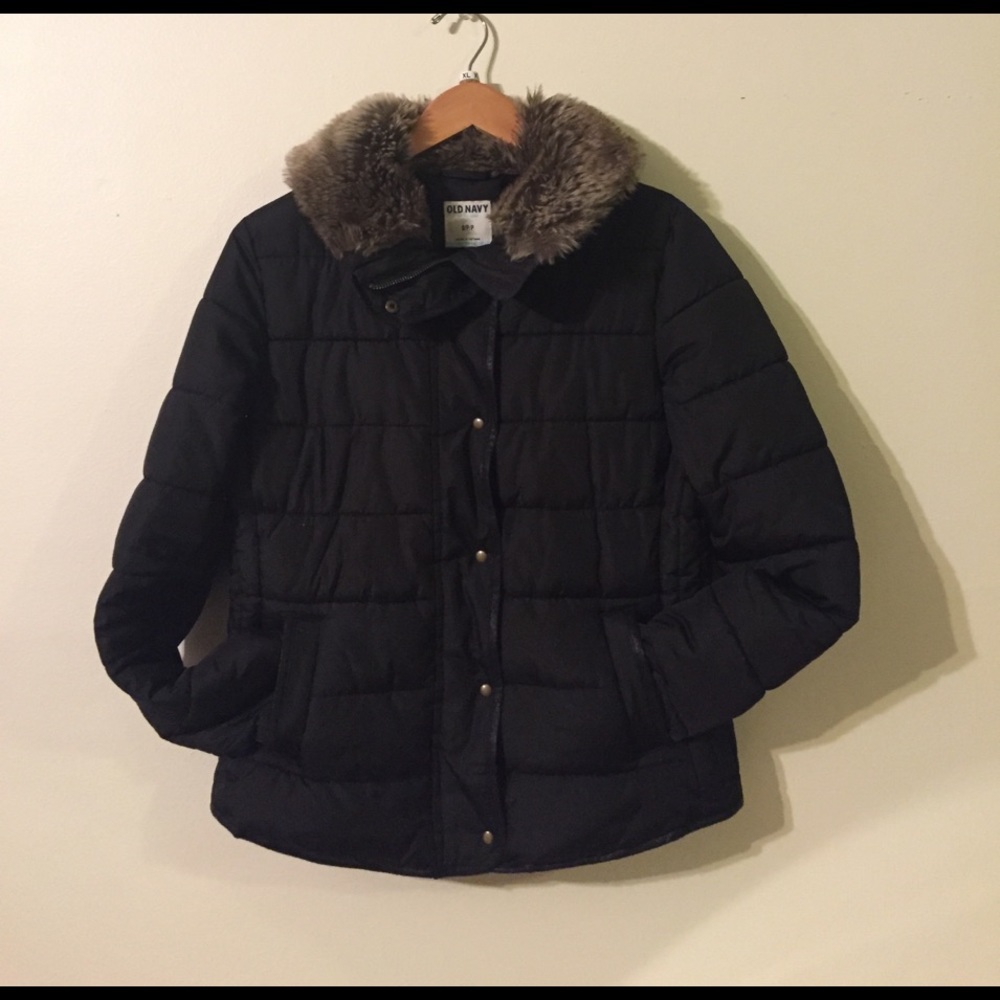 Faux down and fur coat