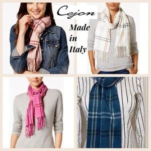 NWT Cejon Grid Pattern Woven Scarf -Made in Italy