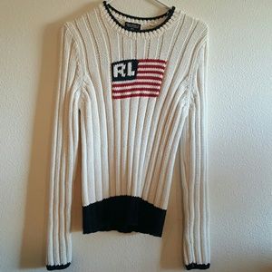 Cream/ navy Ralph Lauren 100% cotton sweater