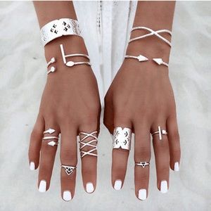 🆕 8 Piece Silver Midi Ring Set