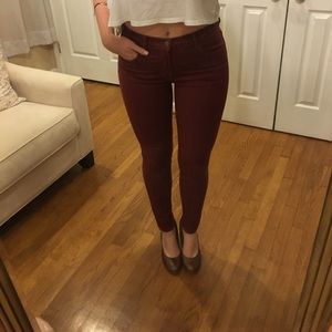 J Brand high waisted burgundy pants 27