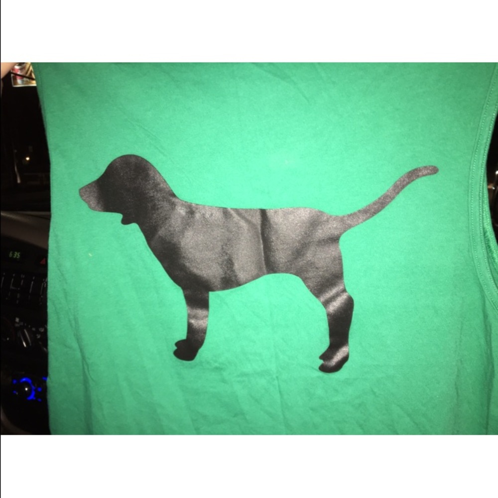 VS PINK CAMPUS DOG LOGO TANK (GREEN)