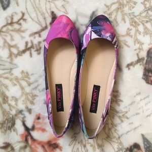 Pink and purple print flats