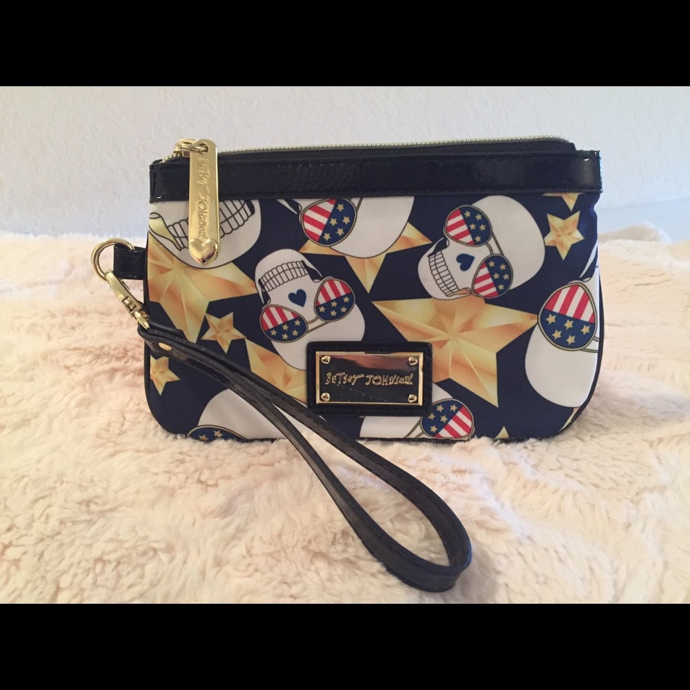 Betsey Johnson American Skulls and Stars Wristlet
