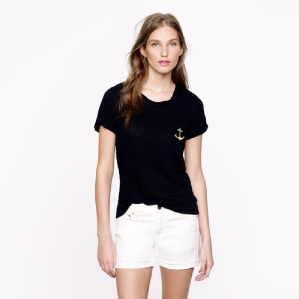 J. Crew Linen Anchor Pocket Tee