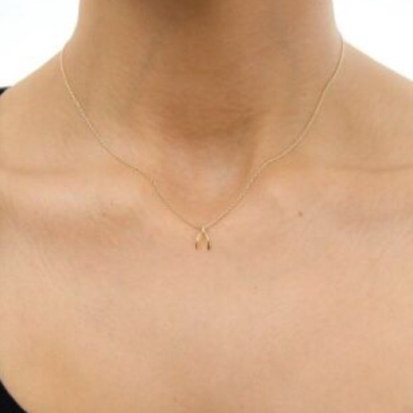  Cute Dainty Wish Bone necklace in color GOLD - Picture 2 of 6