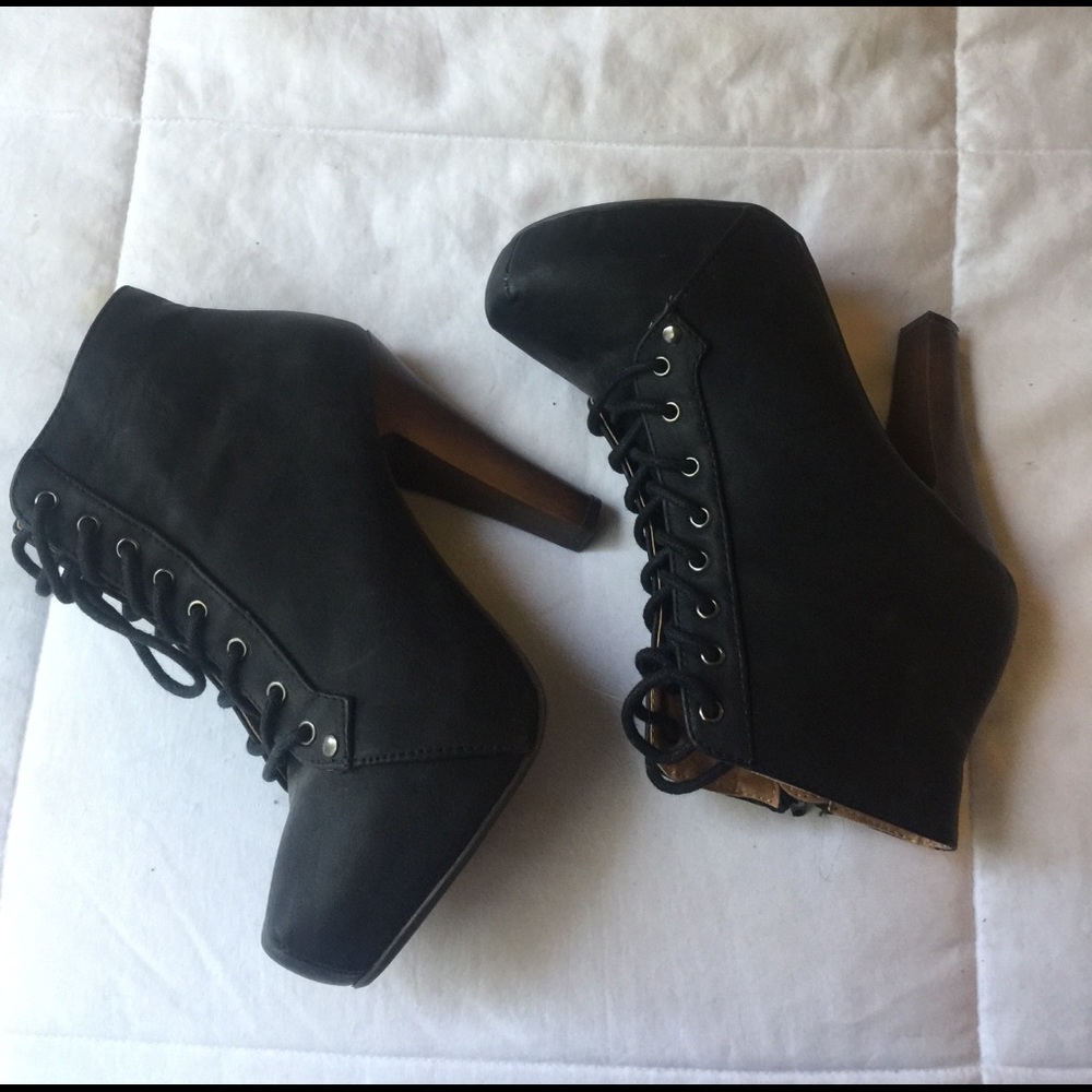 Charlotte Russe lace up heeled booties