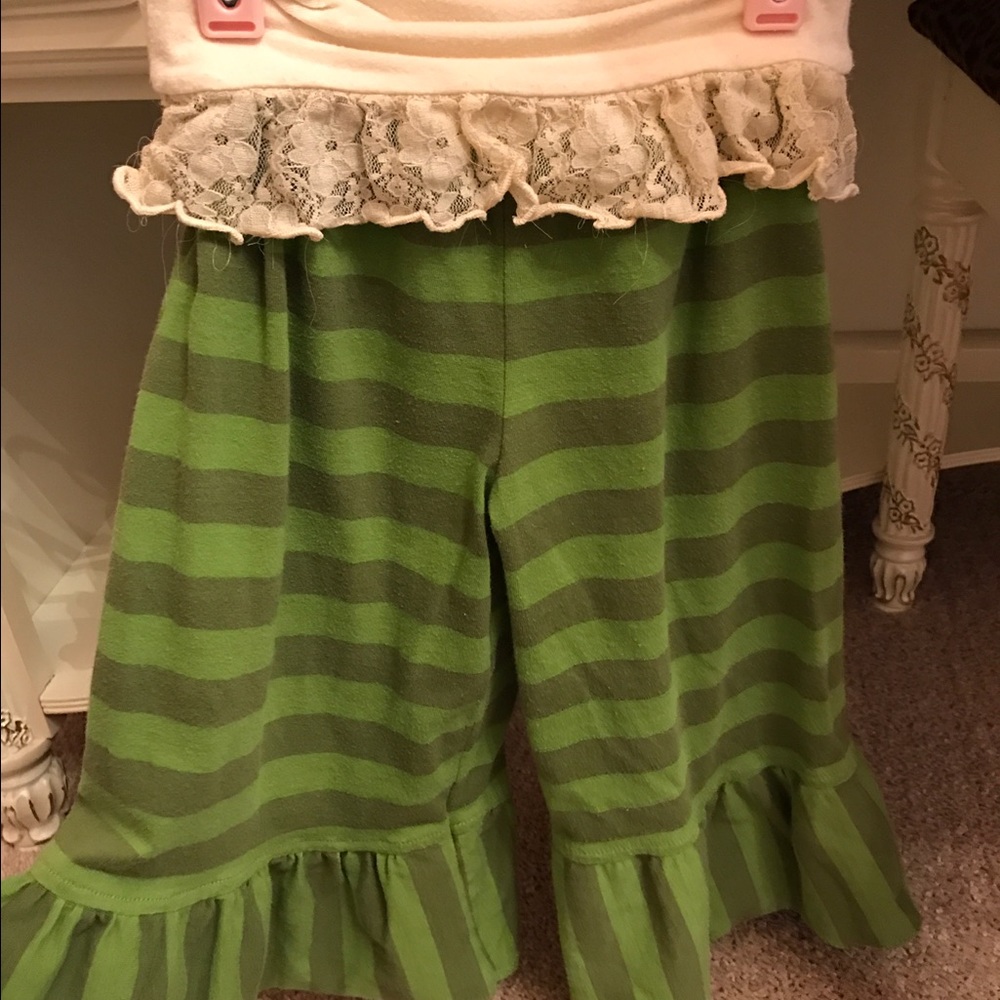 Persnickety Green Striped Belle Pants Sz 3