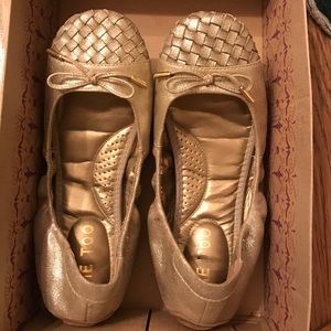 Me Too gold metallic ballet flats