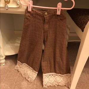 Persnickety Brown Tweed Pants w Lace Trim Sz 4