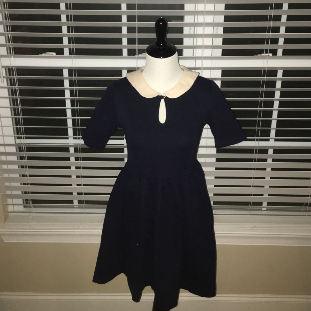 Zara Navy blue gathered dress