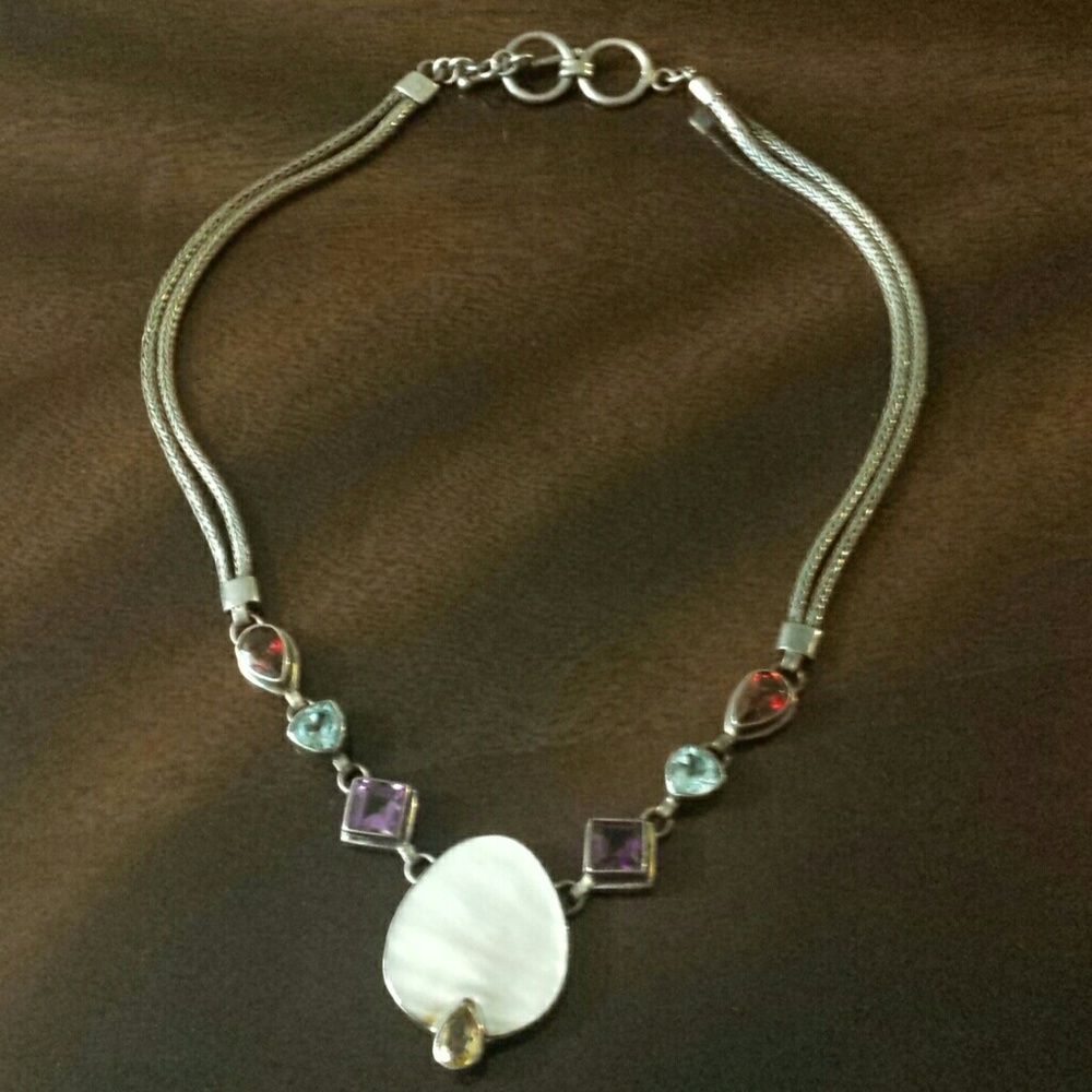 Silver and semi precious necklace