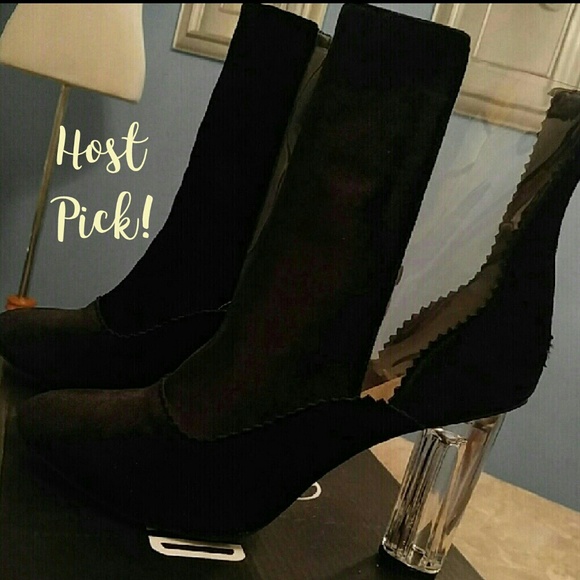 Missguided Shoes - Markdown ⬇ Velvet Clear Heel Bootie!