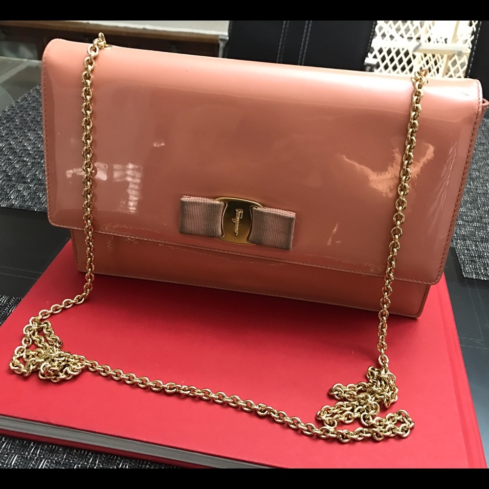 Salvatore Ferragamo pink patent leather purse