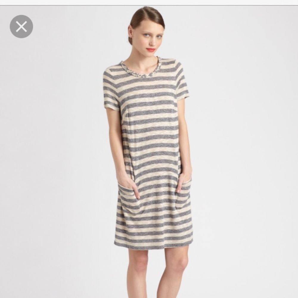 Women's Blue Pebble Stripe Jersey Tshirt Dress