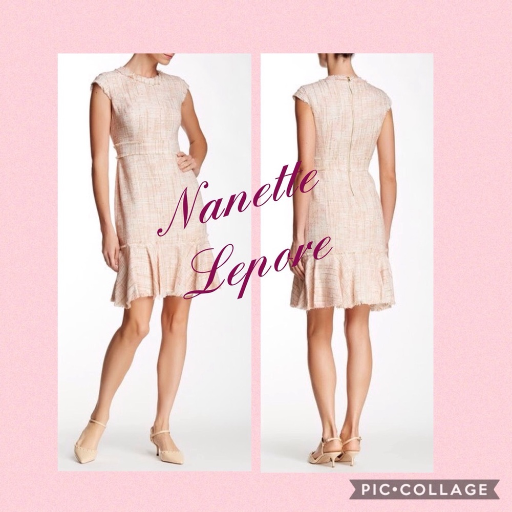 NANETTE LEPORE  Boucle Frayed Shift Dress NWT sz 8-12-14 - Picture 4 of 5