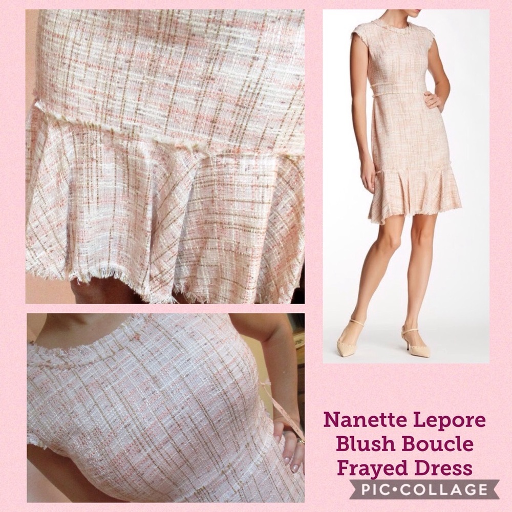 NANETTE LEPORE  Boucle Frayed Shift Dress NWT sz 8-12-14 - Picture 2 of 5