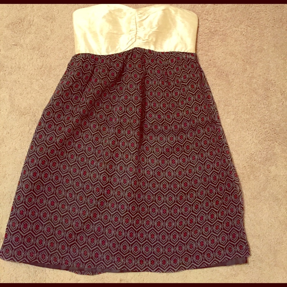 Strapless mini dress.