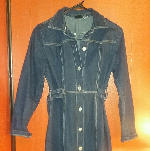 Long Sleeve Button down Denim Dress - Picture 1 of 2