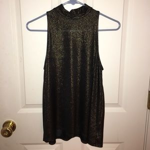 Beautiful black and gold glitter mock neck top