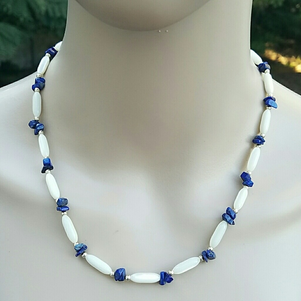 Pretty White & Blue Necklace