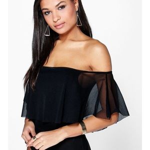 Alice Off The Shoulder Sheer Frill Bodysuit