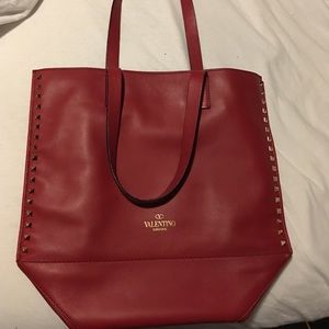 Authentic Valentino Leather Soft Rockstud Tote