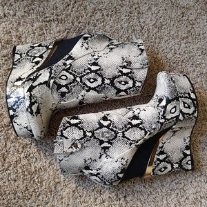 Snakeskin Wedge Platform Boots