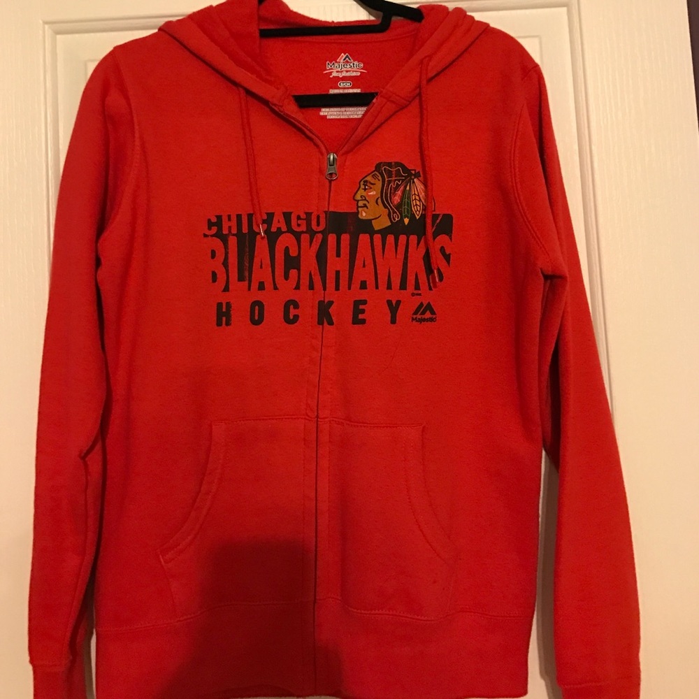 Women's majestic small Blackhawks sweatshirt.