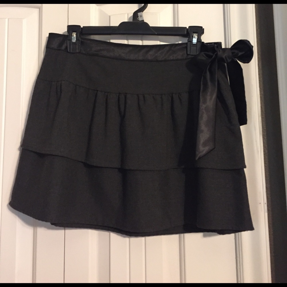 Arden B Dark Grey Skirt with Black Side Bow