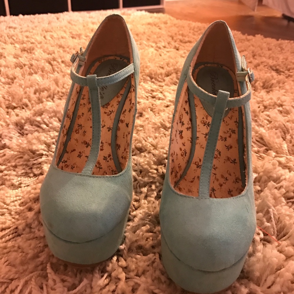 Blue Suede Wedges