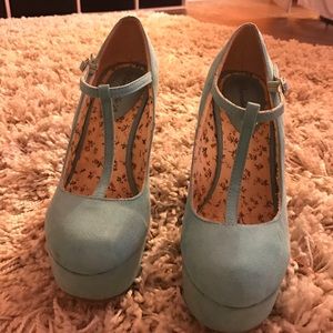 Blue Suede Wedges