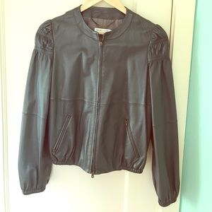 Feminine, deep-gray Chloe leather jacket