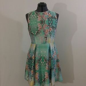 Teal and cherry blossom dress