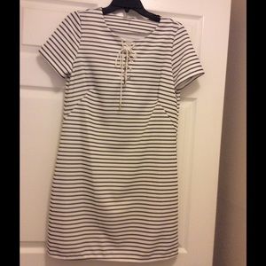 Cute white dress with black strips!