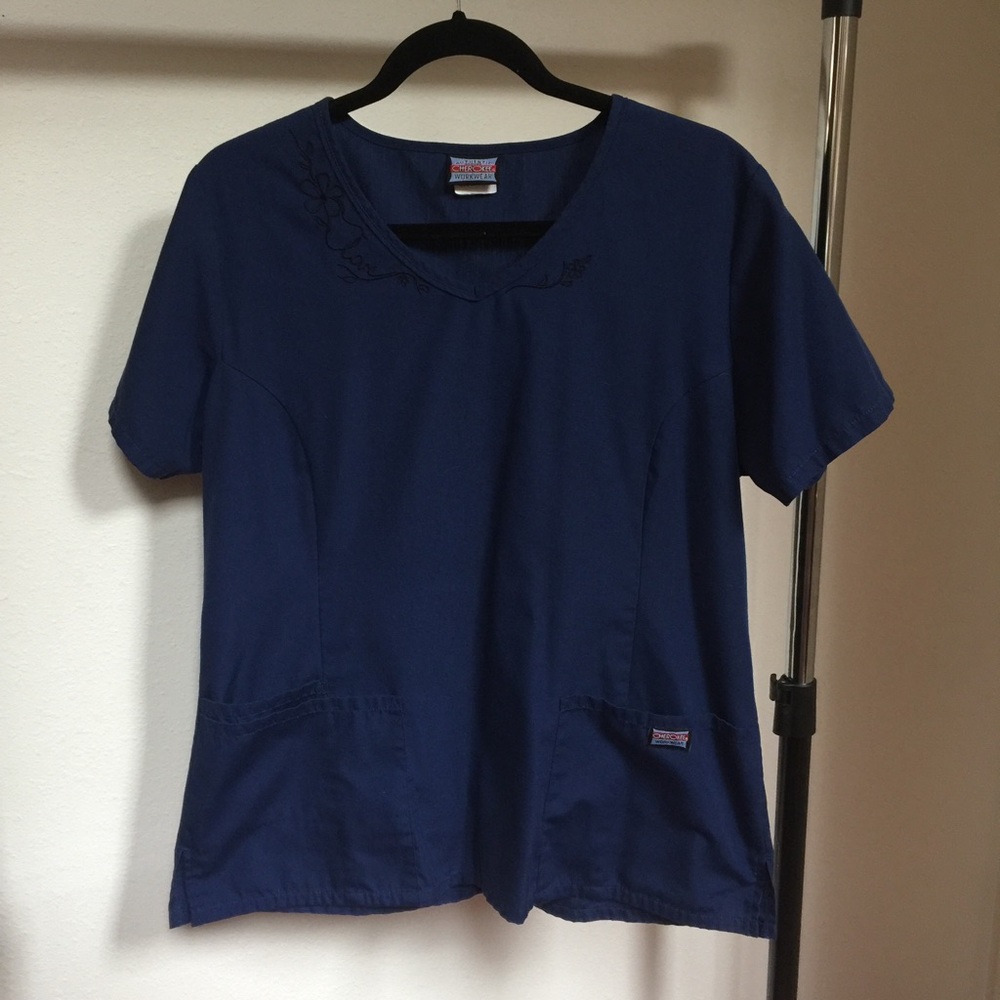 Navy blue scrub top
