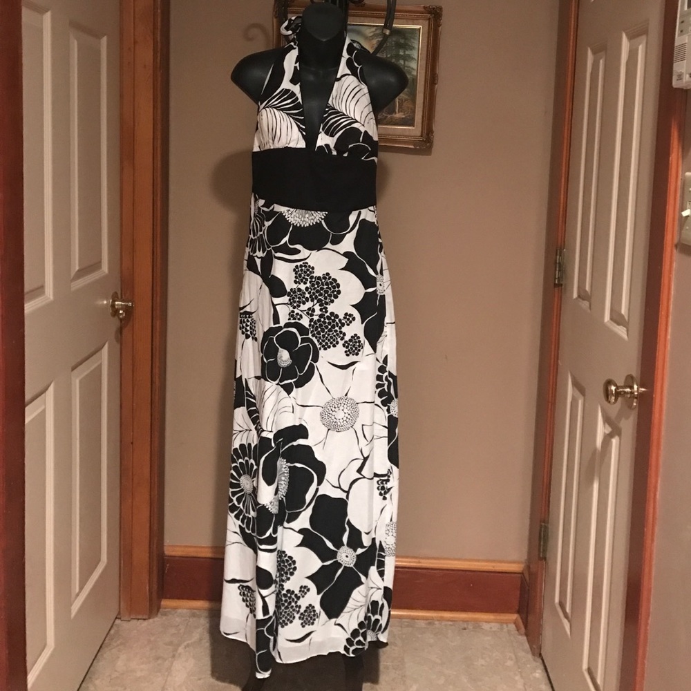White House Black Market halter maxi dress.