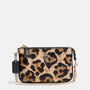 COACH wild beast print leather wristlet