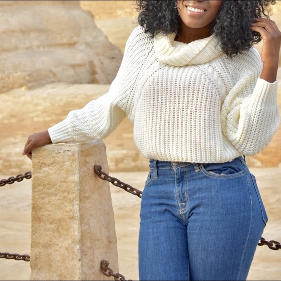 Fashion Nova Sweaters - Off White Turtleneck Crop top Sweater