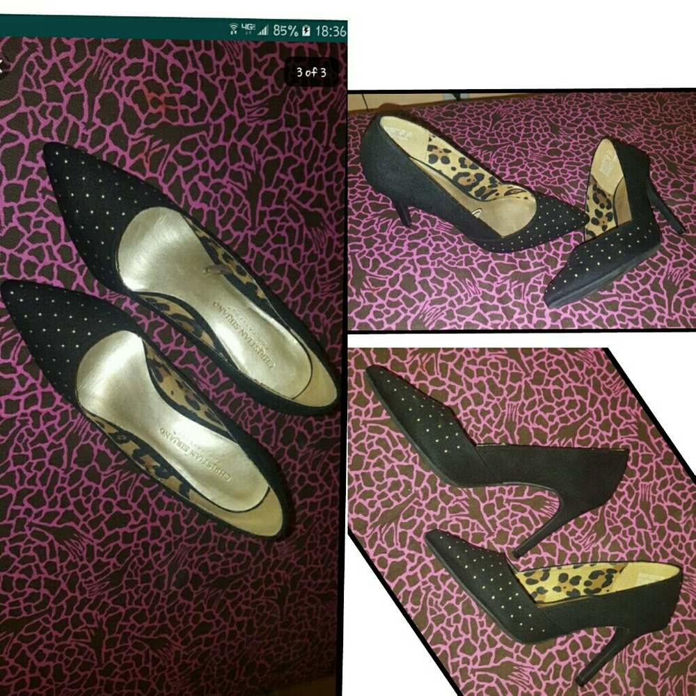 Black and gold heels