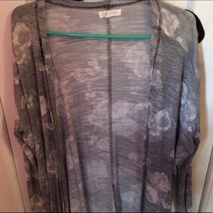 Gray Floral Cardigan