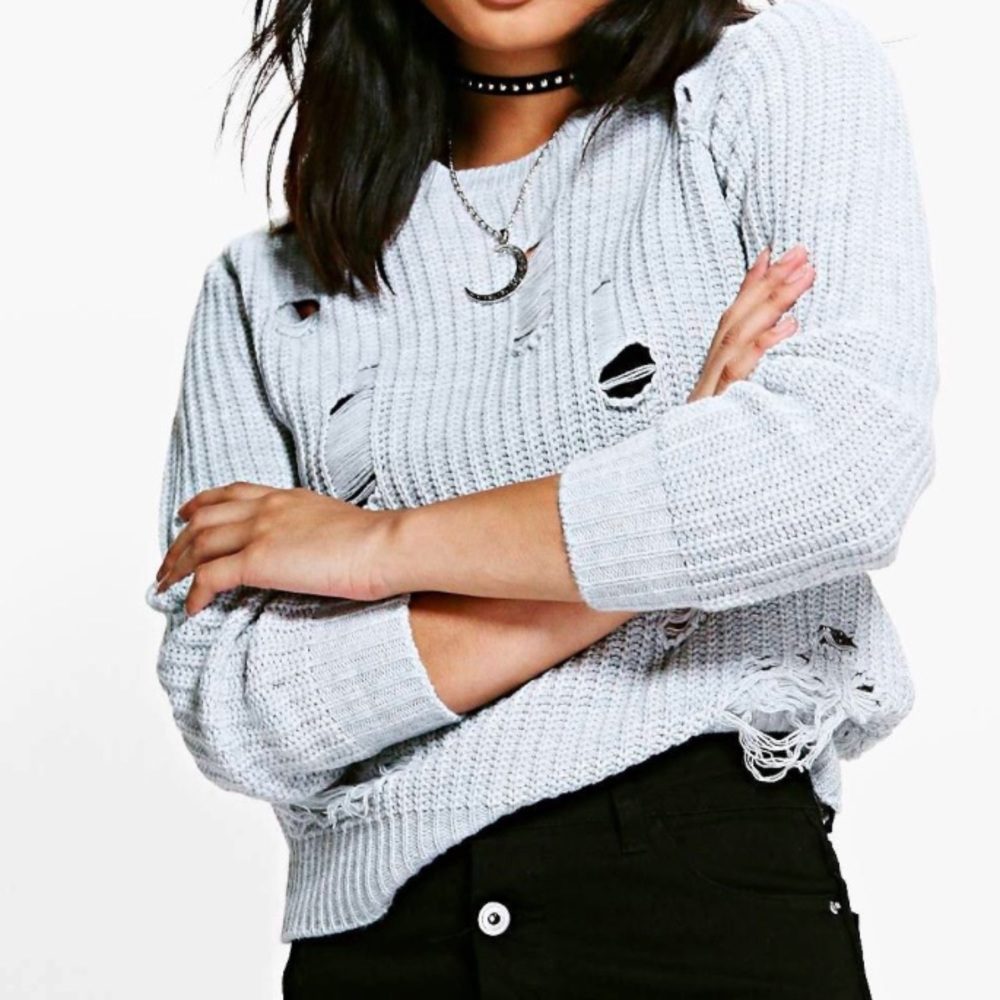 Petite Distressed knitted Jumper