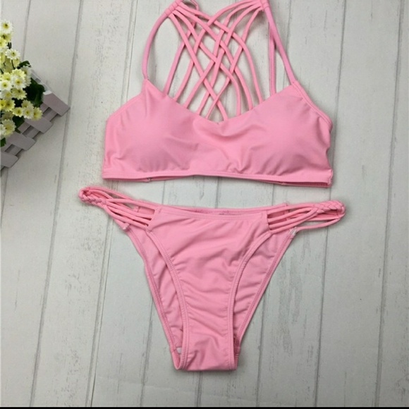 Bikini Rose à Bretelles Pour Femme - Taille S, Coupe Cheeky - Neuf Sans étiquettes