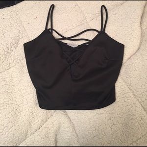 Caged black crop top