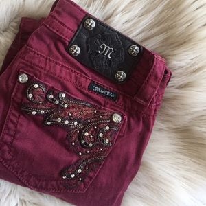 Miss Me Maroon Skinny Pant